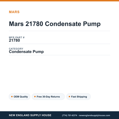 Mars 21780 Condensate Pump — New England Supply House spec card [NESH-SPEC-CARD-V2]