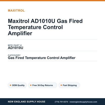 Maxitrol AD1010U Gas Fired Temperature Control Amplifier — New England Supply House spec card [NESH-SPEC-CARD-V2]