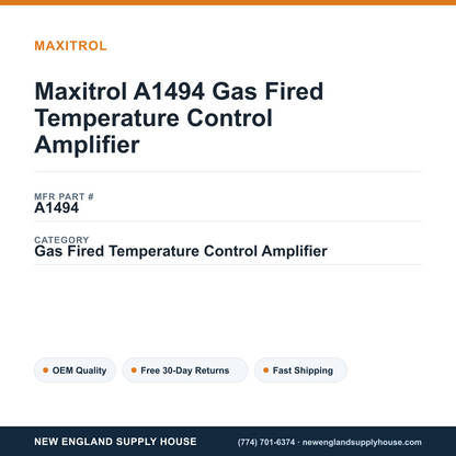 Maxitrol A1494 Gas Fired Temperature Control Amplifier — New England Supply House spec card [NESH-SPEC-CARD-V2]