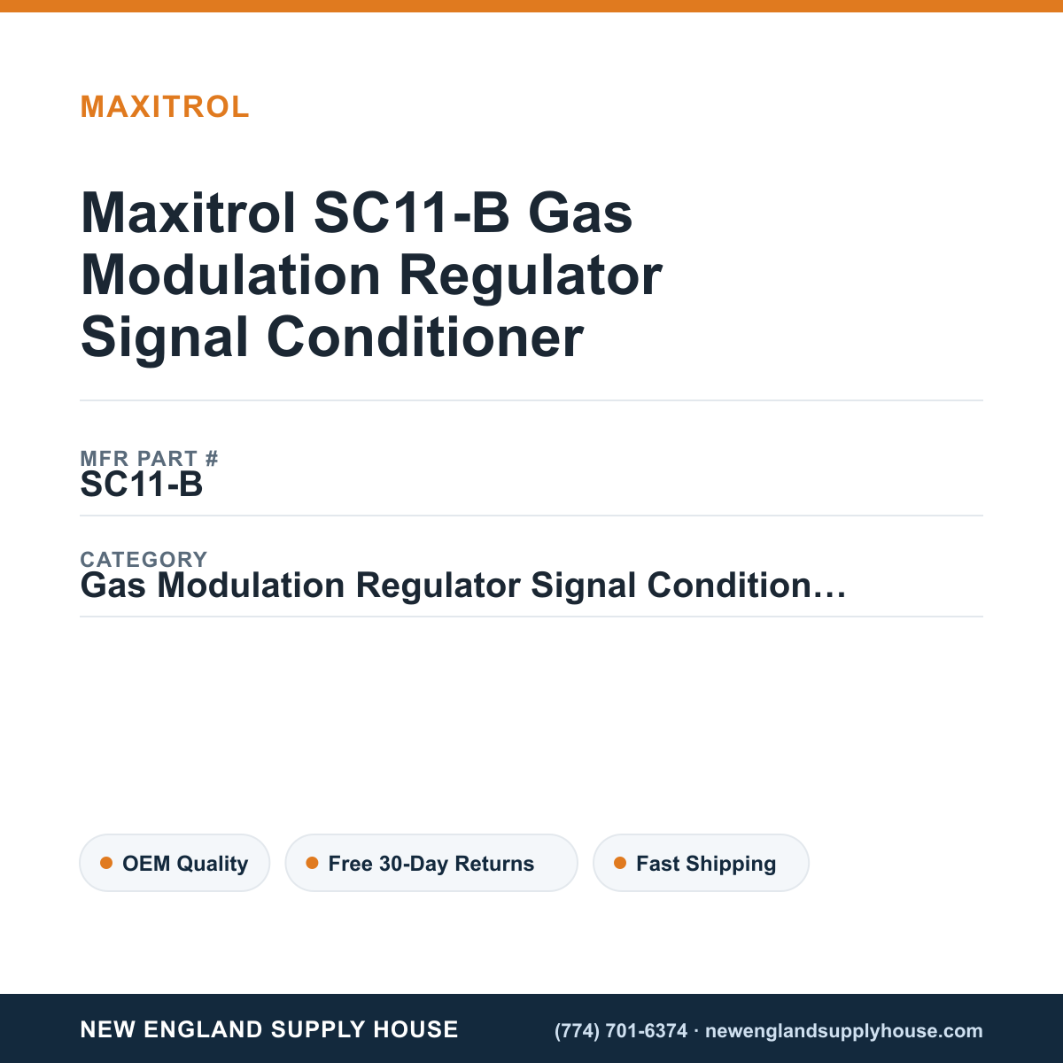 Maxitrol SC11-B Gas Modulation Regulator Signal Conditioner — New England Supply House spec card [NESH-SPEC-CARD-V2]