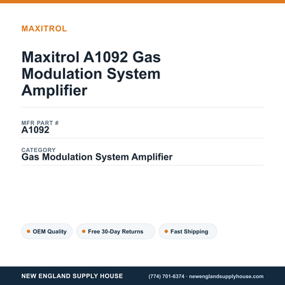 Maxitrol A1092 Gas Modulation System Amplifier — New England Supply House spec card [NESH-SPEC-CARD-V2]