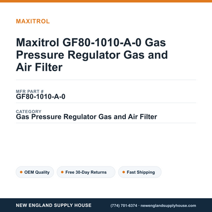Maxitrol GF80-1010-A-0 Gas Pressure Regulator Gas and Air Filter — New England Supply House spec card [NESH-SPEC-CARD-V2]