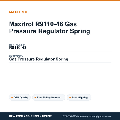 Maxitrol R9110-48 Gas Pressure Regulator Spring — New England Supply House spec card [NESH-SPEC-CARD-V2]