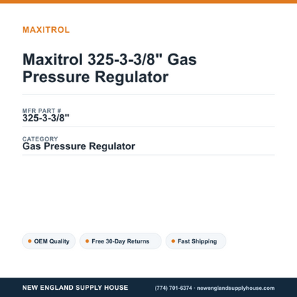 Maxitrol 325-3-3/8" Gas Pressure Regulator — New England Supply House spec card [NESH-SPEC-CARD-V2]
