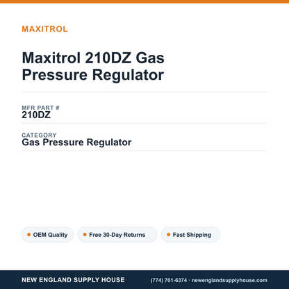 Maxitrol 210DZ Gas Pressure Regulator — New England Supply House spec card [NESH-SPEC-CARD-V2]
