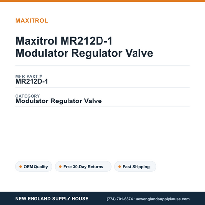 Maxitrol MR212D-1 Modulator Regulator Valve — New England Supply House spec card [NESH-SPEC-CARD-V2]