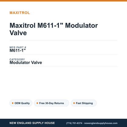 Maxitrol M611-1" Modulator Valve — New England Supply House spec card [NESH-SPEC-CARD-V2]