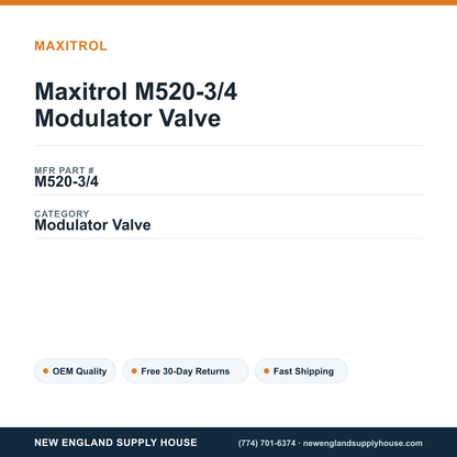 Maxitrol M520-3/4 Modulator Valve — New England Supply House spec card [NESH-SPEC-CARD-V2]