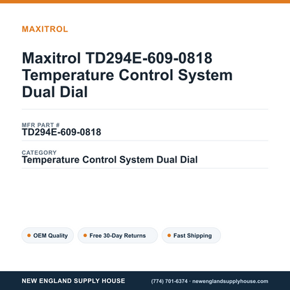 Maxitrol TD294E-609-0818 Temperature Control System Dual Dial — New England Supply House spec card [NESH-SPEC-CARD-V2]