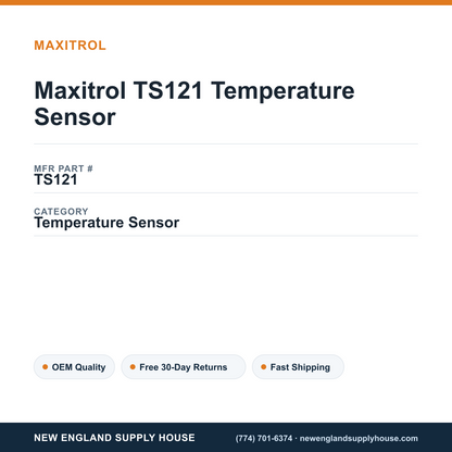 Maxitrol TS121 Temperature Sensor — New England Supply House spec card [NESH-SPEC-CARD-V2]