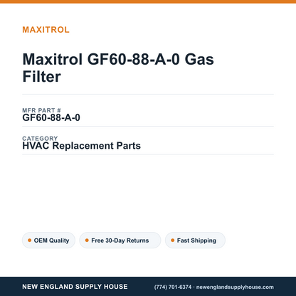 Maxitrol GF60-88-A-0 Gas Filter — New England Supply House spec card [NESH-SPEC-CARD-V2]