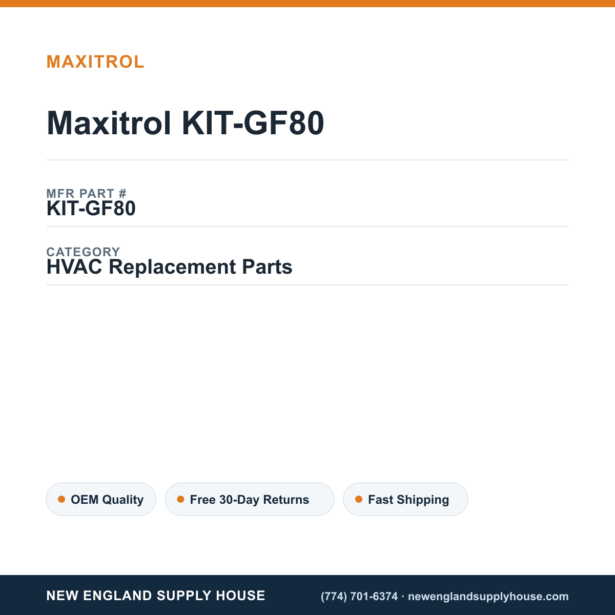 Maxitrol KIT-GF80 — New England Supply House spec card [NESH-SPEC-CARD-V2]