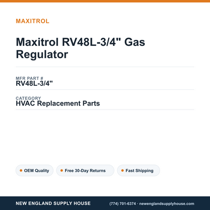 Maxitrol RV48L-3/4" Gas Regulator — New England Supply House spec card [NESH-SPEC-CARD-V2]