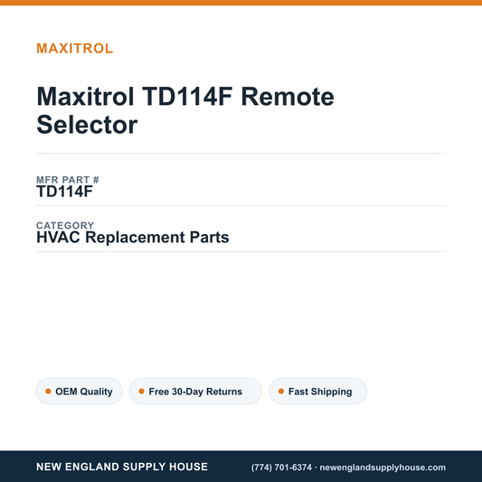 Maxitrol TD114F Remote Selector — New England Supply House spec card [NESH-SPEC-CARD-V2]