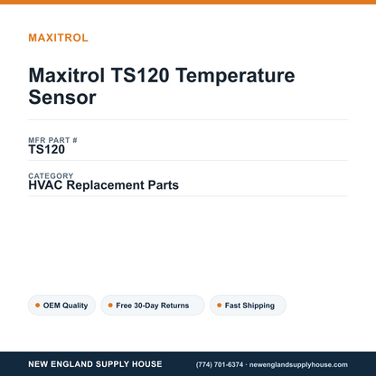 Maxitrol TS120 Temperature Sensor — New England Supply House spec card [NESH-SPEC-CARD-V2]
