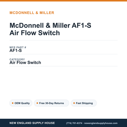 McDonnell & Miller AF1-S Air Flow Switch — New England Supply House spec card [NESH-SPEC-CARD-V2]