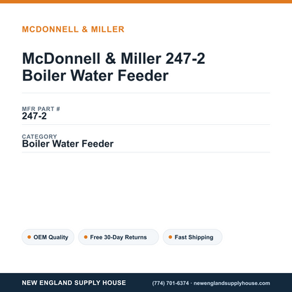 McDonnell & Miller 247-2 Boiler Water Feeder — New England Supply House spec card [NESH-SPEC-CARD-V2]
