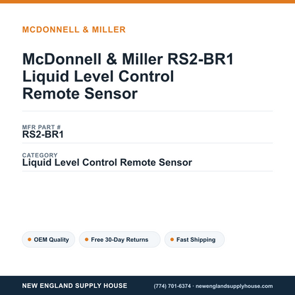McDonnell & Miller RS2-BR1 Liquid Level Control Remote Sensor — New England Supply House spec card [NESH-SPEC-CARD-V2]