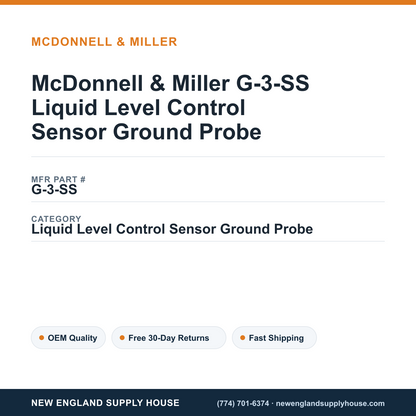 McDonnell & Miller G-3-SS Liquid Level Control Sensor Ground Probe — New England Supply House spec card [NESH-SPEC-CARD-V2]
