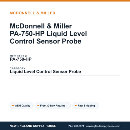 McDonnell & Miller PA-750-HP Liquid Level Control Sensor Probe — New England Supply House spec card [NESH-SPEC-CARD-V2]