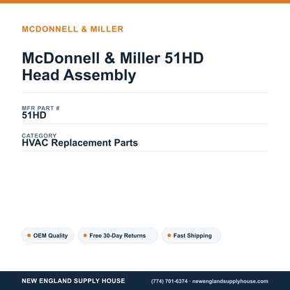 McDonnell & Miller 51HD Head Assembly — New England Supply House spec card [NESH-SPEC-CARD-V2]