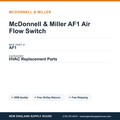 McDonnell & Miller AF1 Air Flow Switch — New England Supply House spec card [NESH-SPEC-CARD-V2]