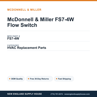 McDonnell & Miller FS7-4W Flow Switch — New England Supply House spec card [NESH-SPEC-CARD-V2]