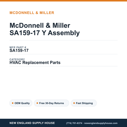 McDonnell & Miller SA159-17 Y Assembly — New England Supply House spec card [NESH-SPEC-CARD-V2]