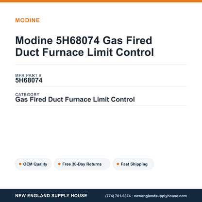 Modine 5H68074 Gas Fired Duct Furnace Limit Control — New England Supply House spec card [NESH-SPEC-CARD-V2]