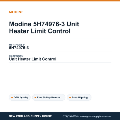 Modine 5H74976-3 Unit Heater Limit Control — New England Supply House spec card [NESH-SPEC-CARD-V2]