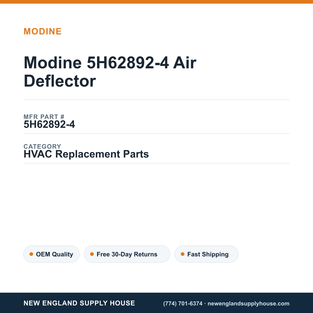 Modine 5H62892-4 Air Deflector — New England Supply House spec card [NESH-SPEC-CARD-V2]