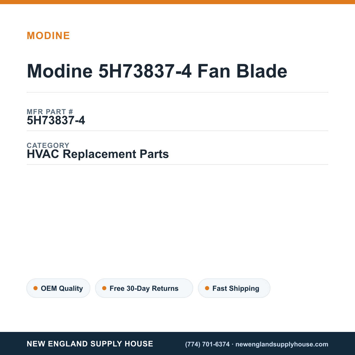 Modine 5H73837-4 Fan Blade — New England Supply House spec card [NESH-SPEC-CARD-V2]