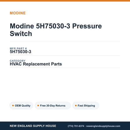 Modine 5H75030-3 Pressure Switch — New England Supply House spec card [NESH-SPEC-CARD-V2]