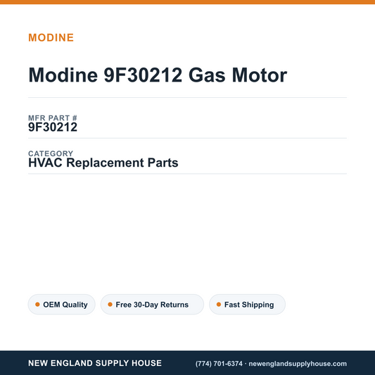 Modine 9F30212 Gas Motor — New England Supply House spec card [NESH-SPEC-CARD-V2]
