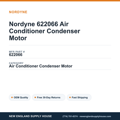 Nordyne 622066 Air Conditioner Condenser Motor — New England Supply House spec card [NESH-SPEC-CARD-V2]