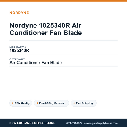 Nordyne 1025340R Air Conditioner Fan Blade — New England Supply House spec card [NESH-SPEC-CARD-V2]