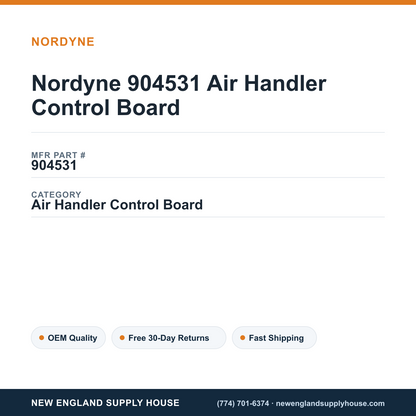 Nordyne 904531 Air Handler Control Board — New England Supply House spec card [NESH-SPEC-CARD-V2]