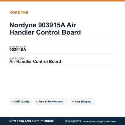 Nordyne 903915A Air Handler Control Board — New England Supply House spec card [NESH-SPEC-CARD-V2]