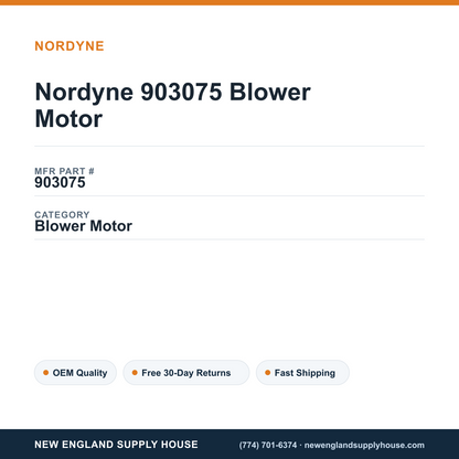 Nordyne 903075 Blower Motor — New England Supply House spec card [NESH-SPEC-CARD-V2]