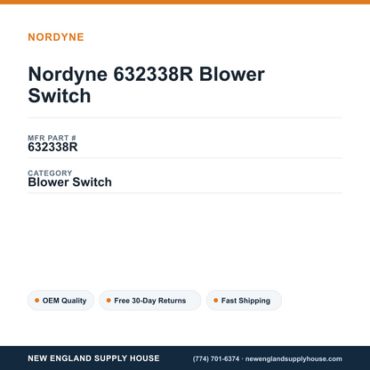 Nordyne 632338R Blower Switch — New England Supply House spec card [NESH-SPEC-CARD-V2]