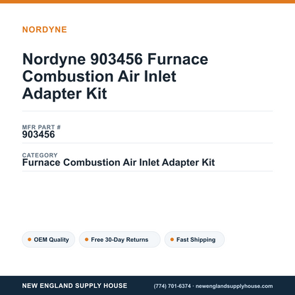 Nordyne 903456 Furnace Combustion Air Inlet Adapter Kit — New England Supply House spec card [NESH-SPEC-CARD-V2]