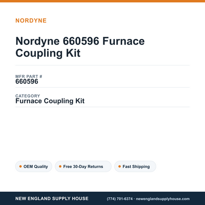 Nordyne 660596 Furnace Coupling Kit — New England Supply House spec card [NESH-SPEC-CARD-V2]