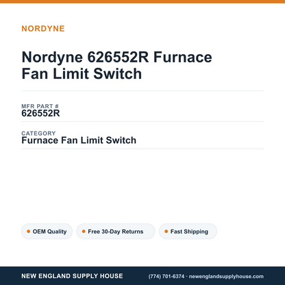 Nordyne 626552R Furnace Fan Limit Switch — New England Supply House spec card [NESH-SPEC-CARD-V2]