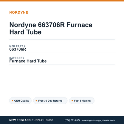 Nordyne 663706R Furnace Hard Tube — New England Supply House spec card [NESH-SPEC-CARD-V2]