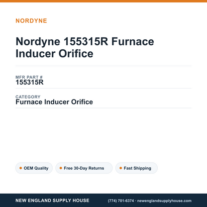 Nordyne 155315R Furnace Inducer Orifice — New England Supply House spec card [NESH-SPEC-CARD-V2]
