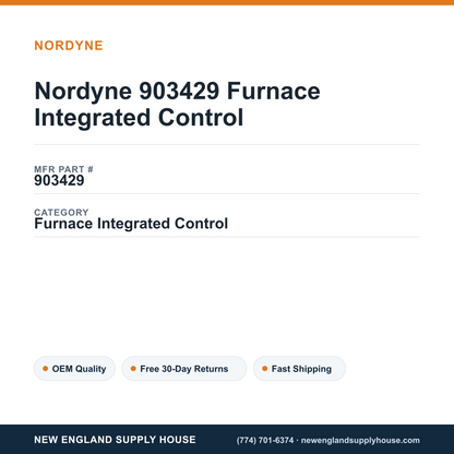 Nordyne 903429 Furnace Integrated Control — New England Supply House spec card [NESH-SPEC-CARD-V2]