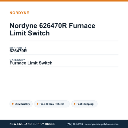 Nordyne 626470R Furnace Limit Switch — New England Supply House spec card [NESH-SPEC-CARD-V2]