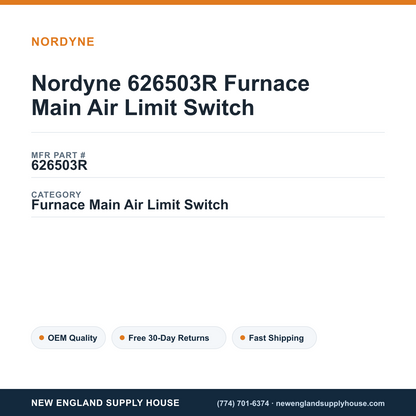 Nordyne 626503R Furnace Main Air Limit Switch — New England Supply House spec card [NESH-SPEC-CARD-V2]