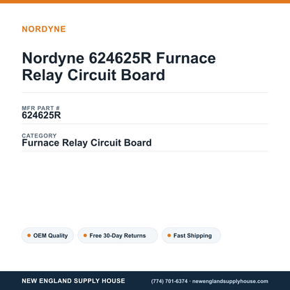 Nordyne 624625R Furnace Relay Circuit Board — New England Supply House spec card [NESH-SPEC-CARD-V2]