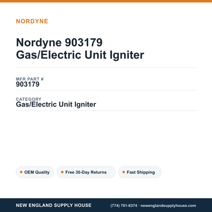 Nordyne 903179 Gas/Electric Unit Igniter — New England Supply House spec card [NESH-SPEC-CARD-V2]